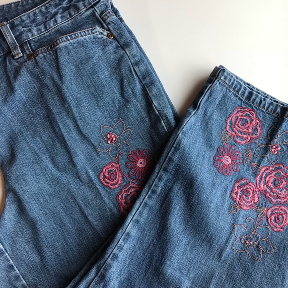 Denim Capris Geoffrey Beene Sport embroidered 10 - Picture 7 of 8